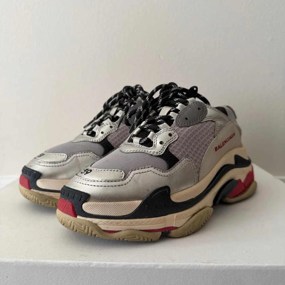 Balenciaga Wmns Triple S Sneaker 'Silver Black Red' - Picture 9 of 14